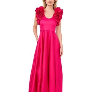 Cece Pink Ruffled Sleeve Maxi Dress size 6
